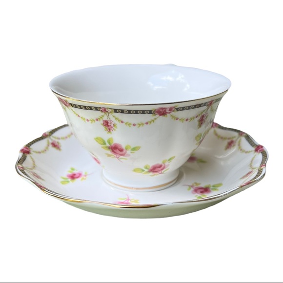 Grace Tea Ware Rose Teacup Saucer Set of Two Beautiful Rose Vintage Bone China - Picture 10 of 13